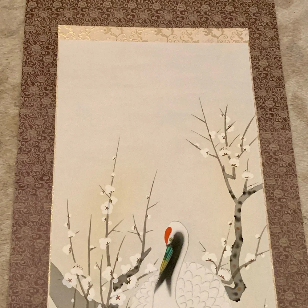 Japanese Hanging Scroll Crane Wall hanging Decoration